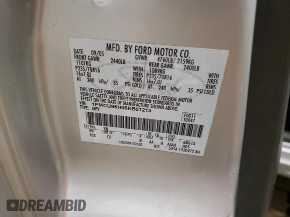2006 Ford Escape Hybrid with VIN 1FMCU96H06KB01213, listed as a Copart auction lot 73339694 with 95,046 mi miles and Salvage Title. Bid and sale history available at carsss.com. Image 14.