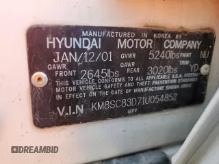 2001 Hyundai Santa Fe GLS with VIN KM8SC83D71U054852, listed as a Copart auction lot 78704454 with 100,591 mi miles and Salvage Title. Bid and sale history available at carsss.com. Image 15.