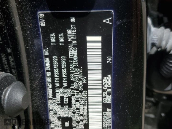 2020 Lexus RX 350 with VIN 2T2HZMDA8LC216493, listed as a Copart auction lot 61396315 with 43,650 mi miles and Salvage title. Bid and sale history available at DreamBid. Image 12.