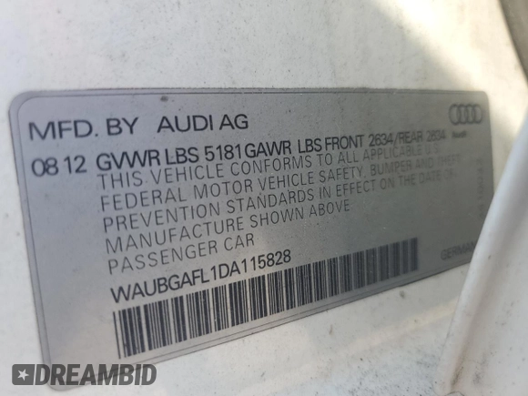 2013 Audi S4 Premium Plus with VIN WAUBGAFL1DA115828, listed as a Copart auction lot 77534104 with 194,349 mi miles and Clean Title. Bid and sale history available at carsss.com. Image 12.