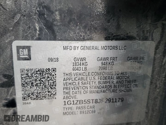 2018 Chevrolet Malibu LS with VIN 1G1ZB5ST8JF291179, listed as a Copart auction lot 47959125 with 219,938 mi miles and Salvage Title. Bid and sale history available at DreamBid. Image 14.