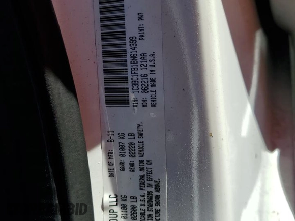 2011 Chrysler 200 Touring with VIN 1C3BC1FB1BN614399, listed as a Copart auction lot 44334155 with 170,372 mi miles and Salvage Title. Bid and sale history available at carsss.com. Image 12.