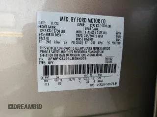 2020 Ford Edge SEL z VIN 2FMPK3J91LBB64038, wystawiony jako Copart lot #56422515 z przebiegiem 47 219 mil mil oraz Szkoda całkowita • Salvage title. Historia ofert i sprzedaży dostępna na DreamBid. Obrazek 13.
