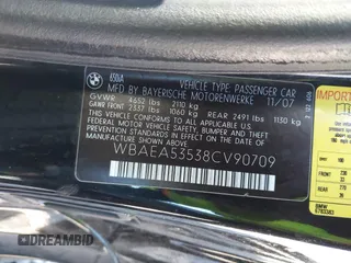 2008 BMW 6 Series 650i with VIN WBAEA53538CV90709, listed as a IAAI auction lot 41678425 with 104,825 mi miles. Bid and sale history available at carsss.com. Image 9.