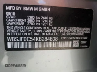 2019 BMW M5 Competition z VIN WBSJF0C54KB284808, wystawiony jako Copart lot #71974952 z przebiegiem 26 888 mil mil oraz . Historia ofert i sprzedaży dostępna na DreamBid. Obrazek 12.