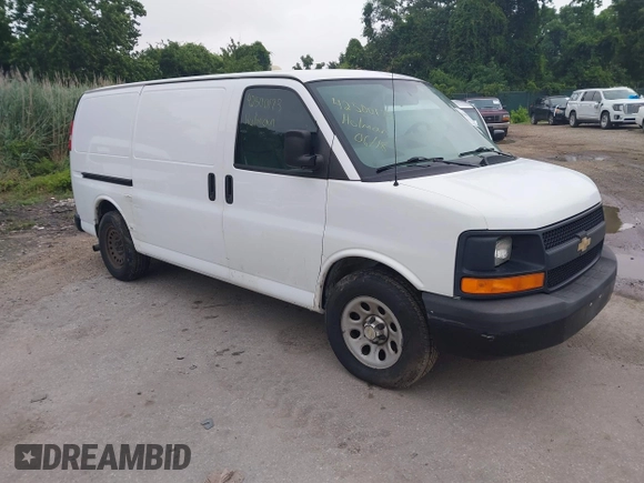 2013 Chevrolet Express Cargo with VIN 1GCSGAFX4D1158758, listed as a IAAI auction lot 42500173 with 235,408 mi miles and . Bid and sale history available at DreamBid. Image 1.
