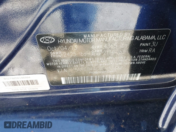 2014 Hyundai Sonata GLS with VIN 5NPEB4AC9EH823827, listed as a IAAI auction lot 41739716 with 118,082 mi miles and . Bid and sale history available at carsss.com. Image 9.