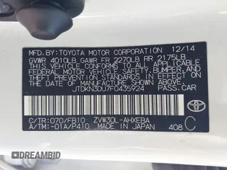 2015 Toyota Prius Four z VIN JTDKN3DU7F0435924, wystawiony jako IAAI lot #42297472 z przebiegiem 190 031 mil mil oraz . Historia ofert i sprzedaży dostępna na DreamBid. Obrazek 9.