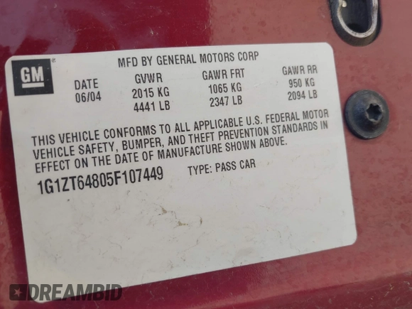 2005 Chevrolet Malibu Maxx LS z VIN 1G1ZT64805F107449, wystawiony jako IAAI lot #42284443 z przebiegiem 180 906 mil mil oraz . Historia ofert i sprzedaży dostępna na DreamBid. Obrazek 9.