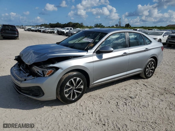 2023 Volkswagen Jetta S with VIN 3VW5M7BU3PM046512, listed as a Copart auction lot 43860365 with 25,792 mi miles and Non Repairable. Bid and sale history available at carsss.com. Image 1.