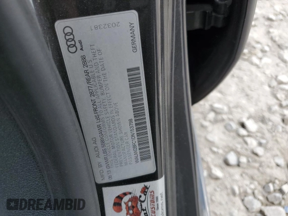 2013 Audi S7 with VIN WAUW2BFC1DN153798, listed as a Copart auction lot 49264295 with 81,579 mi miles and Salvage Title. Bid and sale history available at carsss.com. Image 12.