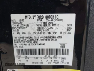 2013 Ford F-150 XL with VIN 1FTFW1ET0DFA97592, listed as a IAAI auction lot 42026885 with 165,091 mi miles. Bid and sale history available at carsss.com. Image 9.