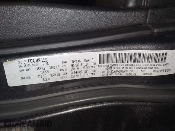 2017 Dodge Durango SXT with VIN 1C4RDJAG7HC606497, listed as a IAAI auction lot 41557479 with 140,151 mi miles and . Bid and sale history available at DreamBid. Image 9.