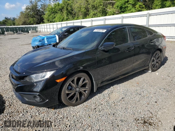 2019 Honda Civic Sport with VIN 2HGFC2F83KH596294, listed as a Copart auction lot 51658795 with 92,145 mi miles and Salvage title. Bid and sale history available at DreamBid. Image 1.