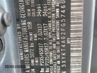 2015 Kia Sorento LX z VIN 5XYKT4A62FG574600, wystawiony jako Copart lot #86706194 z przebiegiem Nie podano mil oraz Szkoda całkowita • Salvage title. Historia ofert i sprzedaży dostępna na DreamBid. Obrazek 13.