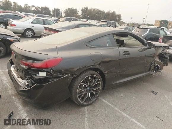 2024 BMW 8 Series M850i xDrive with VIN WBABC4C01RCR35247, listed as a IAAI auction lot 41266501 with 2,416 mi miles. Bid and sale history available at carsss.com. Image 4.