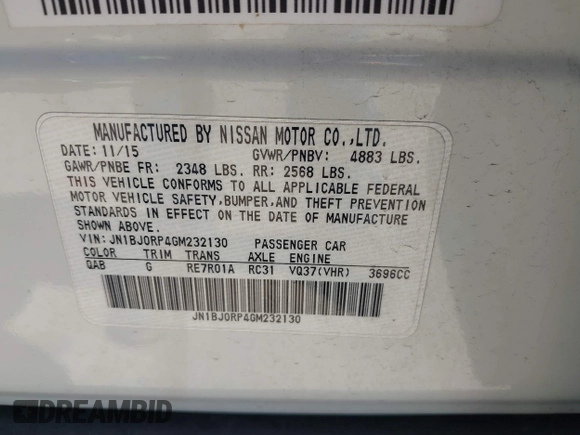 2016 Infiniti QX50 with VIN JN1BJ0RP4GM232130, listed as a IAAI auction lot 41768481 with 138,114 mi miles. Bid and sale history available at carsss.com. Image 9.