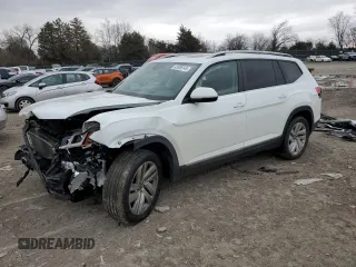 2021 Volkswagen Atlas SEL with VIN 1V2ER2CA5MC504333, listed as a Copart auction lot 43385145 with 47,437 mi miles and Salvage title. Bid and sale history available at DreamBid. Image 1.