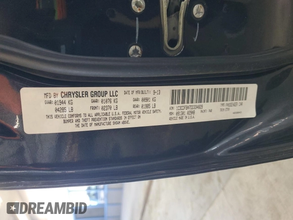 2013 Dodge Dart SXT with VIN 1C3CDFBA7DD334829, listed as a Copart auction lot 78095854 with 115,216 mi miles and Salvage Title. Bid and sale history available at carsss.com. Image 13.