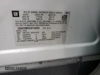 2018 Chevrolet Equinox Premier with VIN 2GNAXMEV2J6190959, listed as a Copart auction lot 45976725 with 106,282 mi miles and Salvage Title. Bid and sale history available at DreamBid. Image 14.