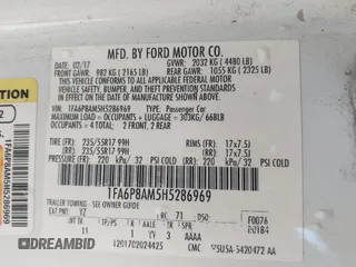 2017 Ford Mustang V6 with VIN 1FA6P8AM5H5286969, listed as a IAAI auction lot 41966635 with 119,004 mi miles and . Bid and sale history available at carsss.com. Image 9.