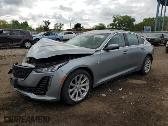 2023 Cadillac CT5 Luxury with VIN 1G6DX5RK0P0123857, listed as a Copart auction lot 56399025 with 45,565 mi miles and Salvage title. Bid and sale history available at DreamBid. Image 1.