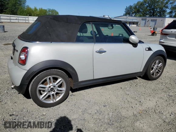2011 MINI Convertible with VIN WMWZN3C55BT265139, listed as a Copart auction lot 58624955 with 108,374 mi miles and Clean title. Bid and sale history available at DreamBid. Image 3.