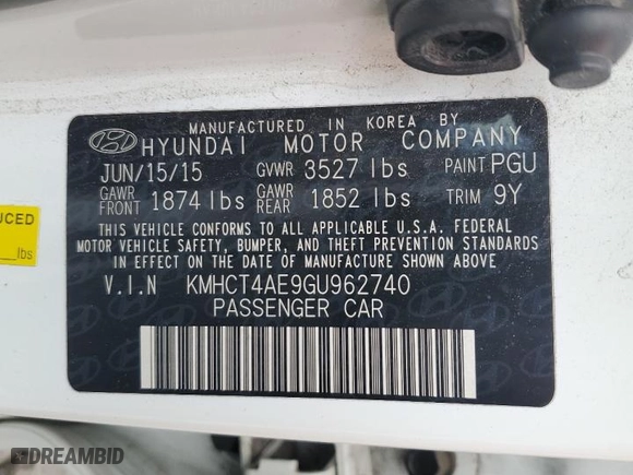 2016 Hyundai Accent SE with VIN KMHCT4AE9GU962740, listed as a Copart auction lot 53553055 with 134,145 mi miles and Salvage Title. Bid and sale history available at carsss.com. Image 12.