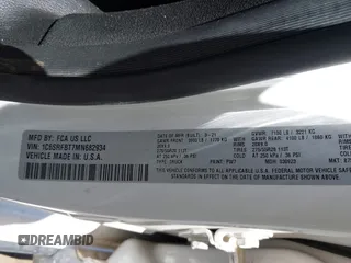 2021 Ram 1500 Big Horn с VIN 1C6SRFBT7MN682934, выставлен на аукционе IAAI как лот 42239094 с пробегом 85 381 миль миль и . История ставок и продаж доступна на DreamBid. Изображение 9.