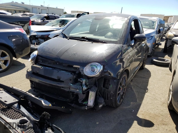 2015 FIAT 500 Abarth with VIN 3C3CFFFHXFT642995, listed as a Copart auction lot 66746604 with 48,645 mi miles and Salvage Title. Bid and sale history available at carsss.com. Image 1.