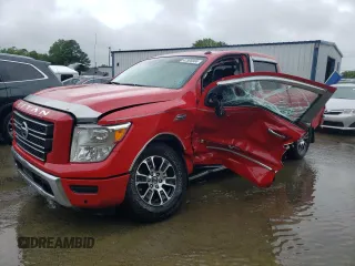 2020 Nissan Titan Platinum Reserve with VIN 1N6AA1EF7LN506126, listed as a Copart auction lot 47595934 with 77,195 mi miles and Salvage title. Bid and sale history available at DreamBid. Image 1.