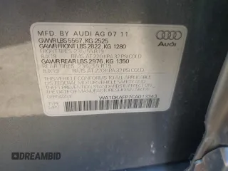 2012 Audi Q5 3.2L Premium Plus with VIN WA1DKAFP7CA013343, listed as a Copart auction lot 87976515 with 0 mi miles and Clean Title. Bid and sale history available at carsss.com. Image 14.