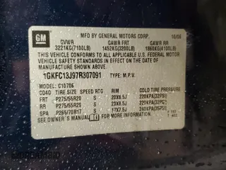2007 GMC Yukon SLT with VIN 1GKFC13J97R307091, listed as a Copart auction lot 77090434 with 205,175 mi miles and Salvage Title. Bid and sale history available at carsss.com. Image 13.