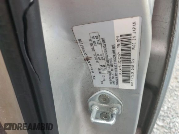 2002 Mazda MPV LX with VIN JM3LW28J320305099, listed as a Copart auction lot 83457404 with 135,020 mi miles and Salvage Title. Bid and sale history available at carsss.com. Image 13.