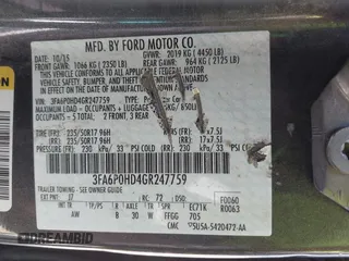 2016 Ford Fusion SE with VIN 3FA6P0HD4GR247759, listed as a IAAI auction lot 42157720 with 184,356 mi miles and . Bid and sale history available at DreamBid. Image 9.