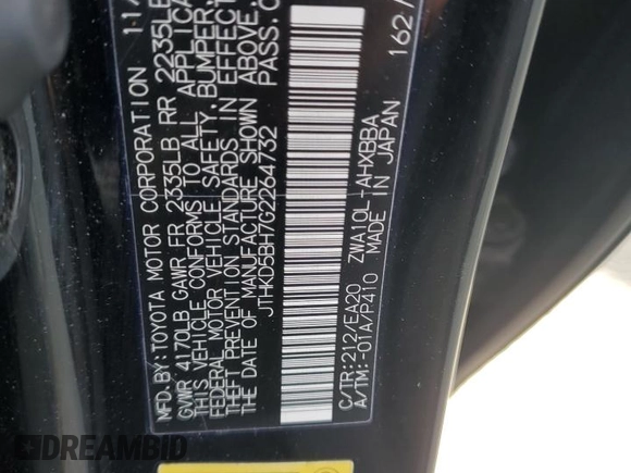 2016 Lexus CT 200h z VIN JTHKD5BH7G2264732, wystawiony jako Copart lot #55608525 z przebiegiem 208 194 mil mil oraz Szkoda całkowita • Salvage title. Historia ofert i sprzedaży dostępna na DreamBid. Obrazek 12.