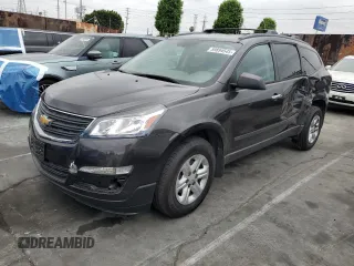 2015 Chevrolet Traverse LS z VIN 1GNKRFKD5FJ297259, wystawiony jako Copart lot #59894545 z przebiegiem 122 142 mil mil oraz Szkoda całkowita • Salvage title. Historia ofert i sprzedaży dostępna na DreamBid. Obrazek 1.