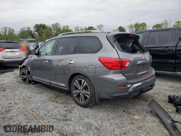 2019 Nissan Pathfinder Platinum with VIN 5N1DR2MM6KC651274, listed as a Copart auction lot 52737215 with 37,459 mi miles and Salvage title. Bid and sale history available at DreamBid. Image 2.
