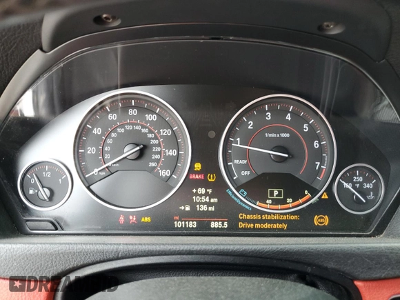2014 BMW 4 Series 435i xDrive with VIN WBA3R5C53EK189033, listed as a Copart auction lot 56394675 with 101,183 mi miles and Salvage title. Bid and sale history available at DreamBid. Image 9.