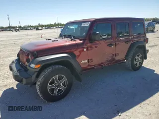 2021 Jeep Wrangler Unlimited Willys Sport with VIN 1C4HJXDG8MW582450, listed as a Copart auction lot 46642975 with 73,225 mi miles and Salvage Title. Bid and sale history available at DreamBid. Image 1.