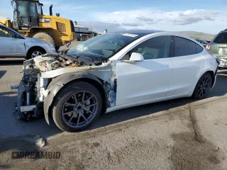 2020 Tesla Model 3 Standard Range Plus with VIN 5YJ3E1EA0LF808571, listed as a Copart auction lot 47827615 with 125,444 mi miles and Salvage Title. Bid and sale history available at DreamBid. Image 1.