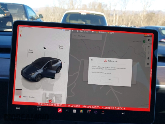 2024 Tesla Model Y Long Range with VIN 7SAYGDEE7RF199673, listed as a IAAI auction lot 41263305 with 3,137 mi miles and . Bid and sale history available at DreamBid. Image 17.