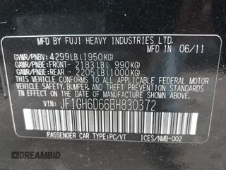 2011 Subaru Impreza Outback Special Sports z VIN JF1GH6D66BH830372, wystawiony jako IAAI lot #42375160 z przebiegiem 125 861 mil mil oraz . Historia ofert i sprzedaży dostępna na DreamBid. Obrazek 9.