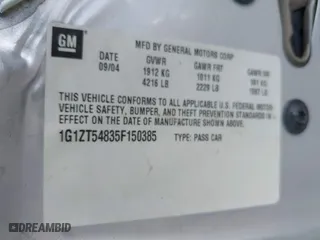 2005 Chevrolet Malibu LS with VIN 1G1ZT54835F150385, listed as a IAAI auction lot 40374221 with 150,357 mi miles. Bid and sale history available at carsss.com. Image 9.