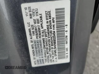 2011 Honda Odyssey LX z VIN 5FNRL5H29BB020494, wystawiony jako Copart lot #54120235 z przebiegiem 135 157 mil mil oraz Szkoda całkowita • Salvage title. Historia ofert i sprzedaży dostępna na DreamBid. Obrazek 13.