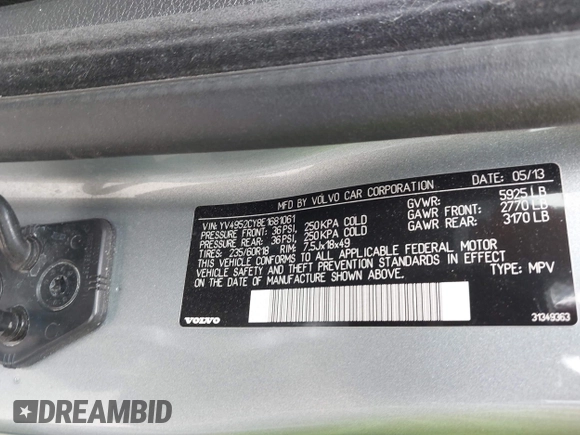 2014 Volvo XC90 с VIN YV4952CY8E1681061, выставлен на аукционе IAAI как лот 42271623 с пробегом 134 456 миль миль и . История ставок и продаж доступна на DreamBid. Изображение 9.