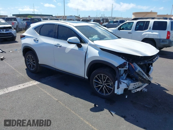 2025 Lexus NX 250 Premium with VIN JTJGDCAZ2S2020658, listed as a IAAI auction lot 42036187 with 2,404 mi miles and . Bid and sale history available at DreamBid. Image 1.