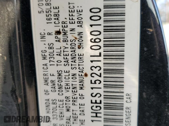 2001 Honda Civic with VIN 1HGES15231L060100, listed as a Copart auction lot 76254824 with Not provided miles and Clean title. Bid and sale history available at DreamBid. Image 12.