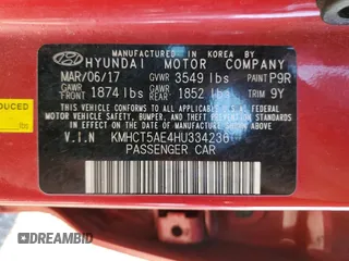 2017 Hyundai Accent SE with VIN KMHCT5AE4HU334236, listed as a Copart auction lot 45478255 with 148,845 mi miles and Non Repairable. Bid and sale history available at carsss.com. Image 13.