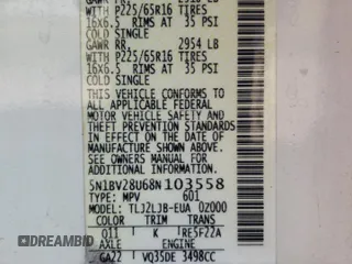 2008 Nissan Quest SE z VIN 5N1BV28U68N103558, wystawiony jako Copart lot #49637325 z przebiegiem 185 116 mil mil oraz Szkody całkowita. Historia ofert i sprzedaży dostępna na DreamBid. Obrazek 16.